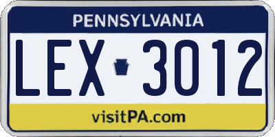 PA license plate LEX3012