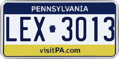 PA license plate LEX3013