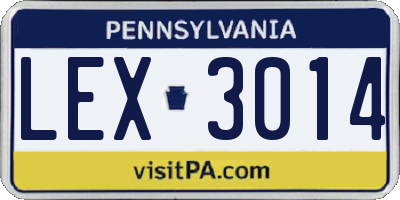 PA license plate LEX3014
