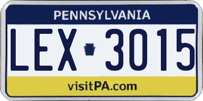 PA license plate LEX3015