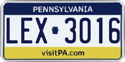 PA license plate LEX3016