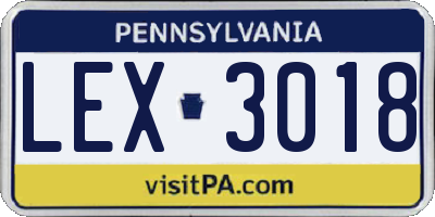 PA license plate LEX3018