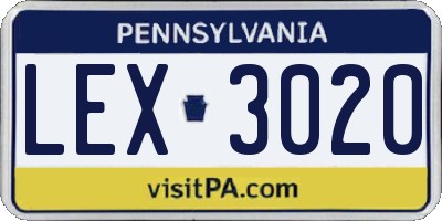 PA license plate LEX3020