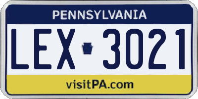 PA license plate LEX3021