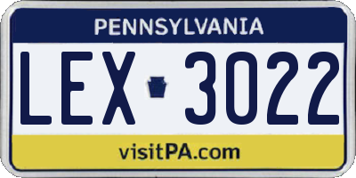 PA license plate LEX3022