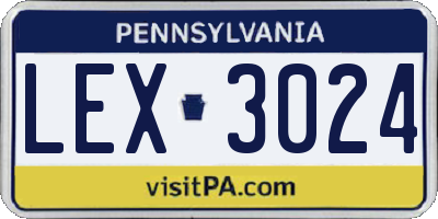 PA license plate LEX3024