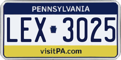 PA license plate LEX3025
