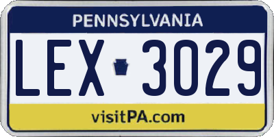 PA license plate LEX3029
