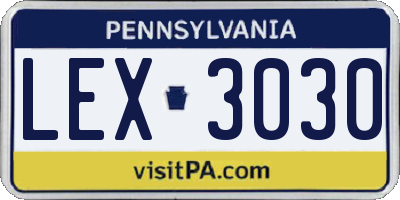 PA license plate LEX3030