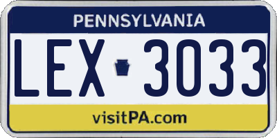 PA license plate LEX3033