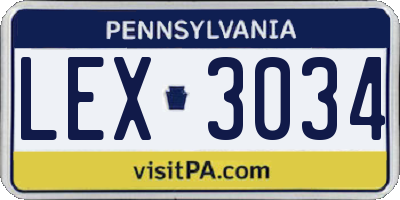 PA license plate LEX3034