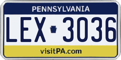 PA license plate LEX3036