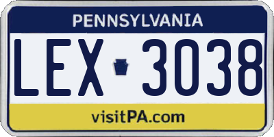 PA license plate LEX3038