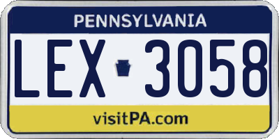 PA license plate LEX3058