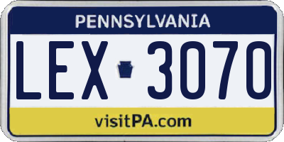 PA license plate LEX3070