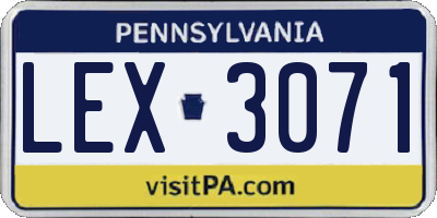 PA license plate LEX3071