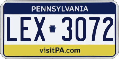 PA license plate LEX3072