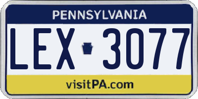 PA license plate LEX3077