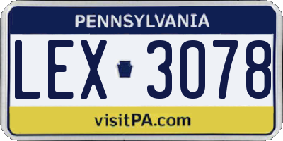 PA license plate LEX3078