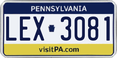PA license plate LEX3081