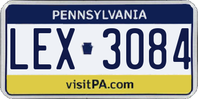 PA license plate LEX3084