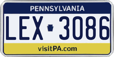 PA license plate LEX3086