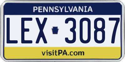 PA license plate LEX3087