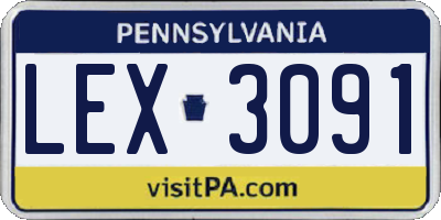 PA license plate LEX3091