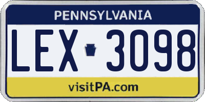 PA license plate LEX3098