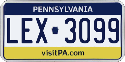 PA license plate LEX3099