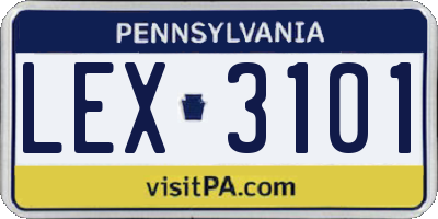 PA license plate LEX3101