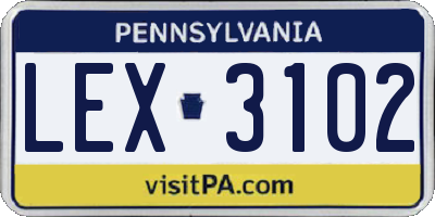 PA license plate LEX3102