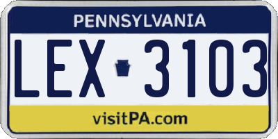 PA license plate LEX3103