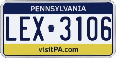 PA license plate LEX3106