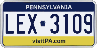 PA license plate LEX3109