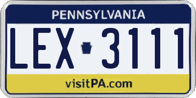 PA license plate LEX3111