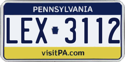 PA license plate LEX3112