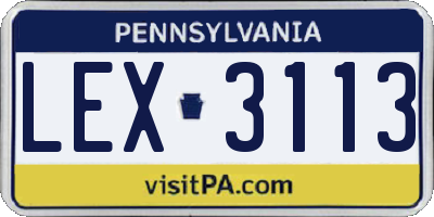 PA license plate LEX3113