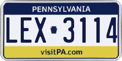 PA license plate LEX3114