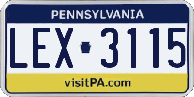 PA license plate LEX3115