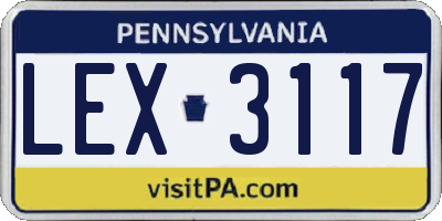 PA license plate LEX3117