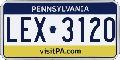 PA license plate LEX3120
