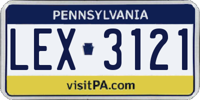 PA license plate LEX3121