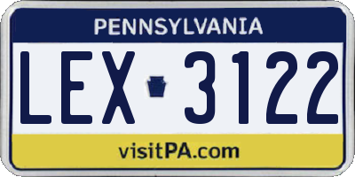 PA license plate LEX3122