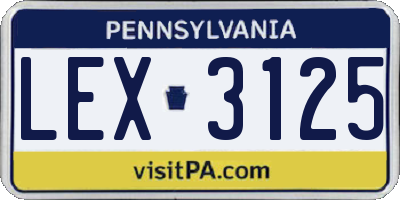PA license plate LEX3125