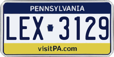 PA license plate LEX3129
