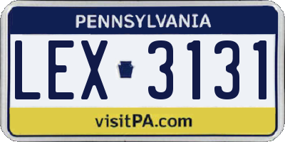 PA license plate LEX3131