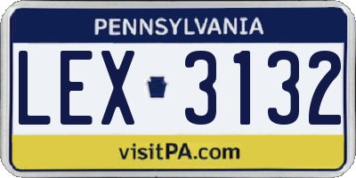 PA license plate LEX3132
