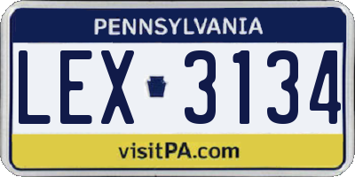 PA license plate LEX3134