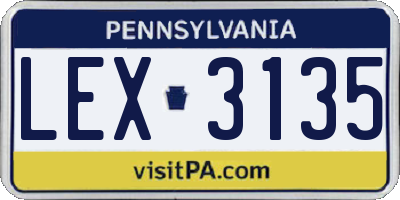 PA license plate LEX3135